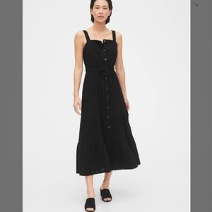 Gap Women's True Black Apron Maxi Dress
